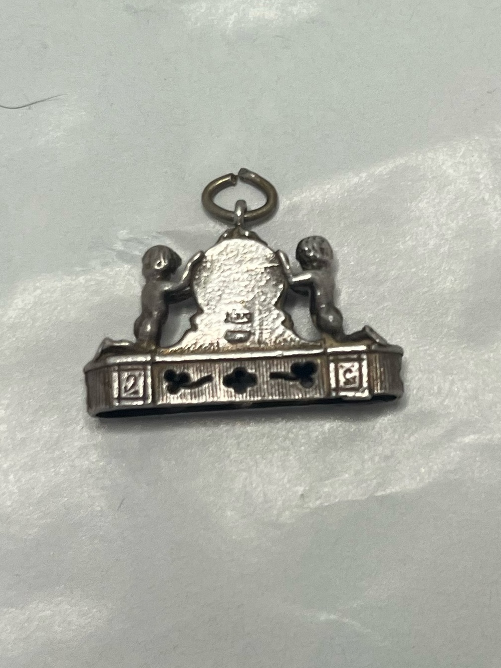 1960s vintage fairy tale clock sterling Silver Charm Pendant cherubs